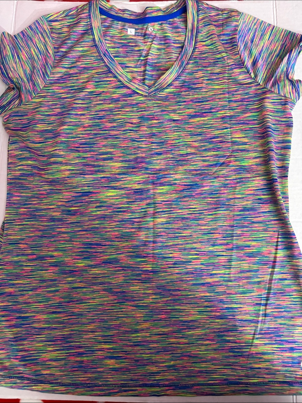 Multicolor V-Neck Short Sleeve Top